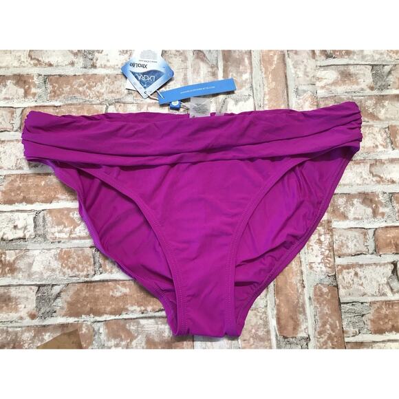 BLEU Rod Beattie Bikini Bottom Womens Fold Over Swim Wave Runner Purple $53 sz12 - Picture 1 of 5